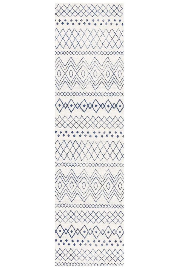 Oasis 453 Runner Rug (White Blue) by Rug Culture Hot on Sale