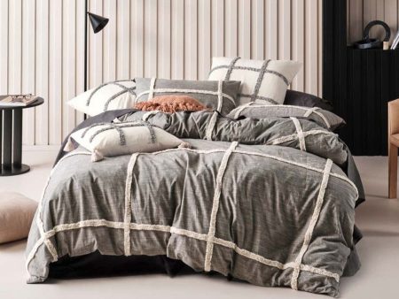 Lyndon Charcoal Quilt Cover Set by Linen House Online Hot Sale