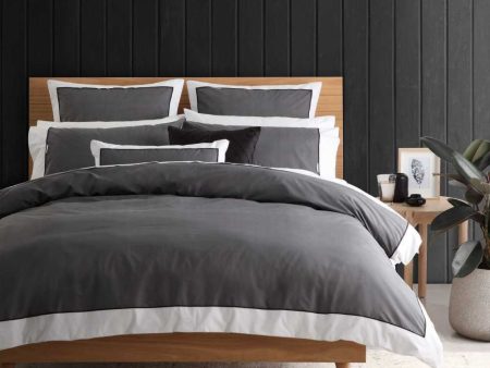 Essex Charcoal Quilt Cover Set by Logan & Mason Cheap