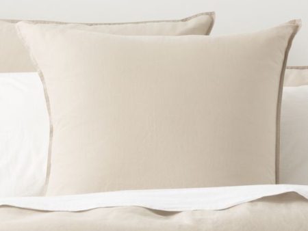 Renee Taylor Cavallo Stone Washed 100% Linen European Pillowcase NATURAL Online now