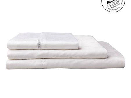 400TC Egyptian Cotton Sateen WHITE Sheet Set by Logan and Mason  Platinum Hot on Sale