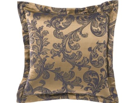 Verity Navy European Pillowcase by GRACE Linen House For Sale