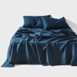 Nimes Pure Linen Navy SHEET SET by LINEN HOUSE Online