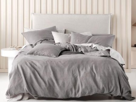 Nimes Linen QUILT COVER SET Ash by Linen House Online Sale