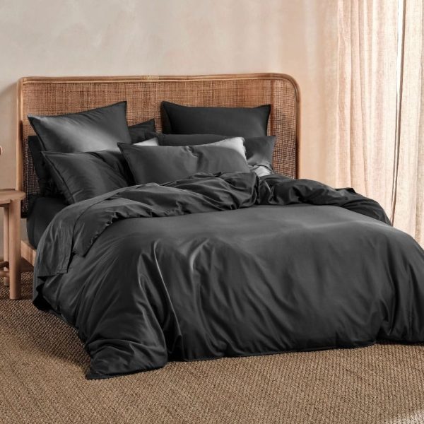 Nara Bamboo Cotton CHARCOAL Quilt Cover Set by Linen House Online now