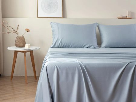 Madeleine Hotel Linen Bamboo Cotton Sheets Set - Sky Hot on Sale