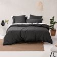 Nara Bamboo Cotton CHARCOAL Quilt Cover Set by Linen House Online now