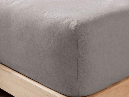 Nimes Pure Linen FITTED SHEET Ash by Linen House Discount