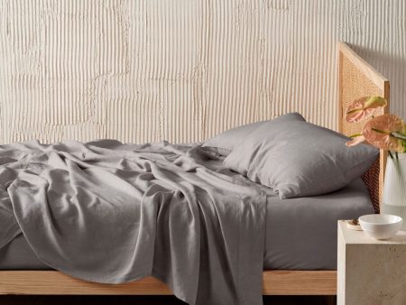 Nimes Pure Linen Ash SHEET SET by LINEN HOUSE Online Hot Sale