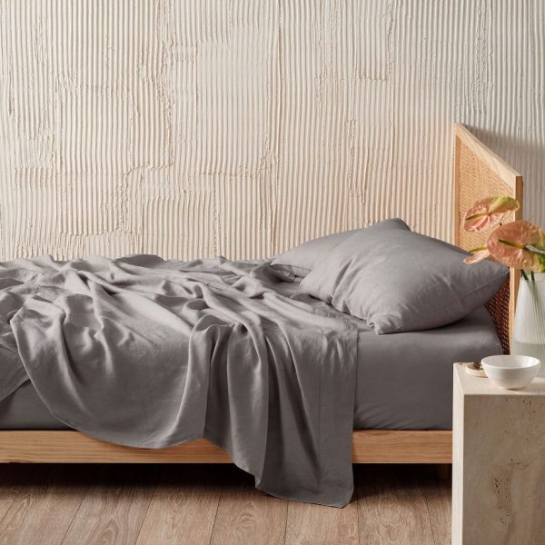 Nimes Pure Linen Ash SHEET SET by LINEN HOUSE Online Hot Sale