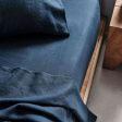 Nimes Pure Linen Navy SHEET SET by LINEN HOUSE Online