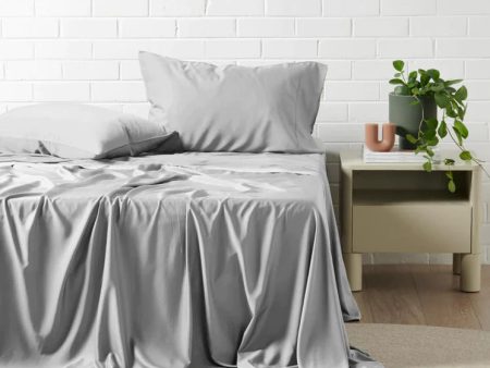 Madeleine Hotel Linen Bamboo Cotton Sheets Set - Silver Discount