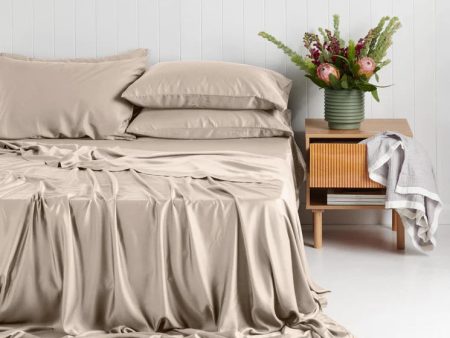 Madeleine Hotel Linen Bamboo Cotton Sheets Set - Stone For Discount