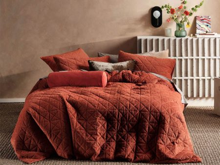 Heath Quilt Cover Set Rust by Linen House For Discount