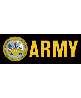 Army Logo gold on black bumper sticker For Sale